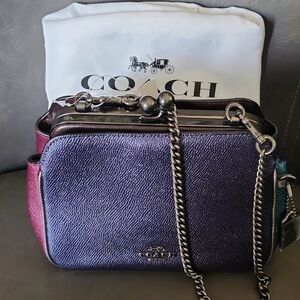 **HUGE PRICE DROP***NWOT COACH MULTI COLOR BLOCK KISSLOCK CROSSBODY HTF